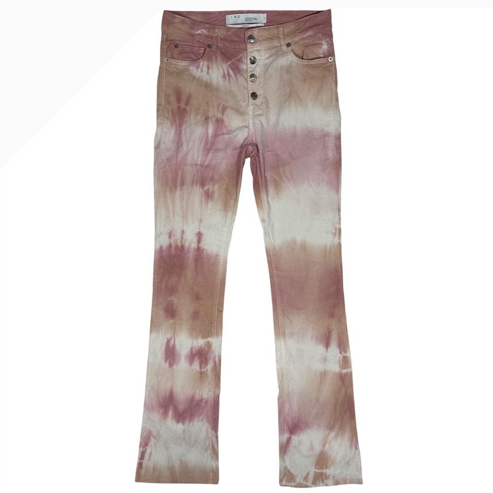 IRO Medola High-rise Flared Jeans In Pink Ivory Tie Dye, Velour, Size 26